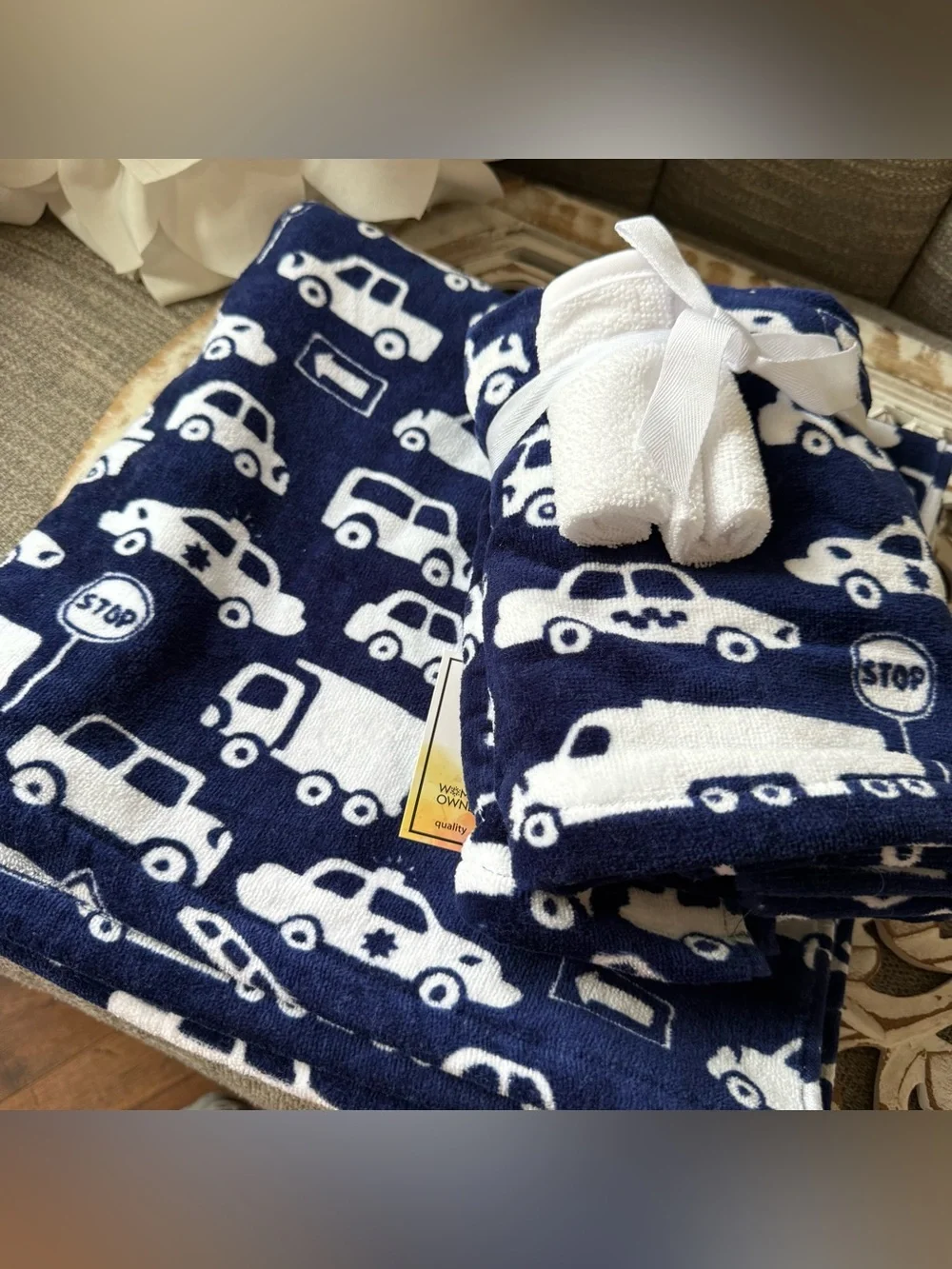 Deborah Connolly Police Cars Trucks Cars Bath Hand Washcloth Towels NEW